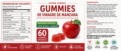 Gummies de Vinagre de Manzana para Digestión y Adelgazamiento – Gomitas Keto Detox 60 Unidades