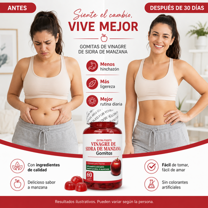 Gummies de Vinagre de Manzana para Digestión y Adelgazamiento – Gomitas Keto Detox 60 Unidades